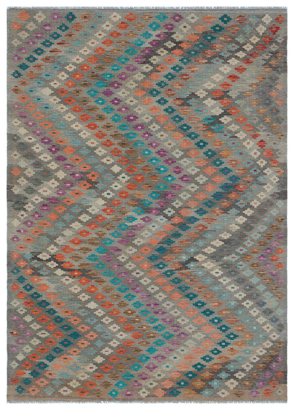 Bej Anadolu Bohem Geometrik Yün Halı 175x247 - Özel Seri