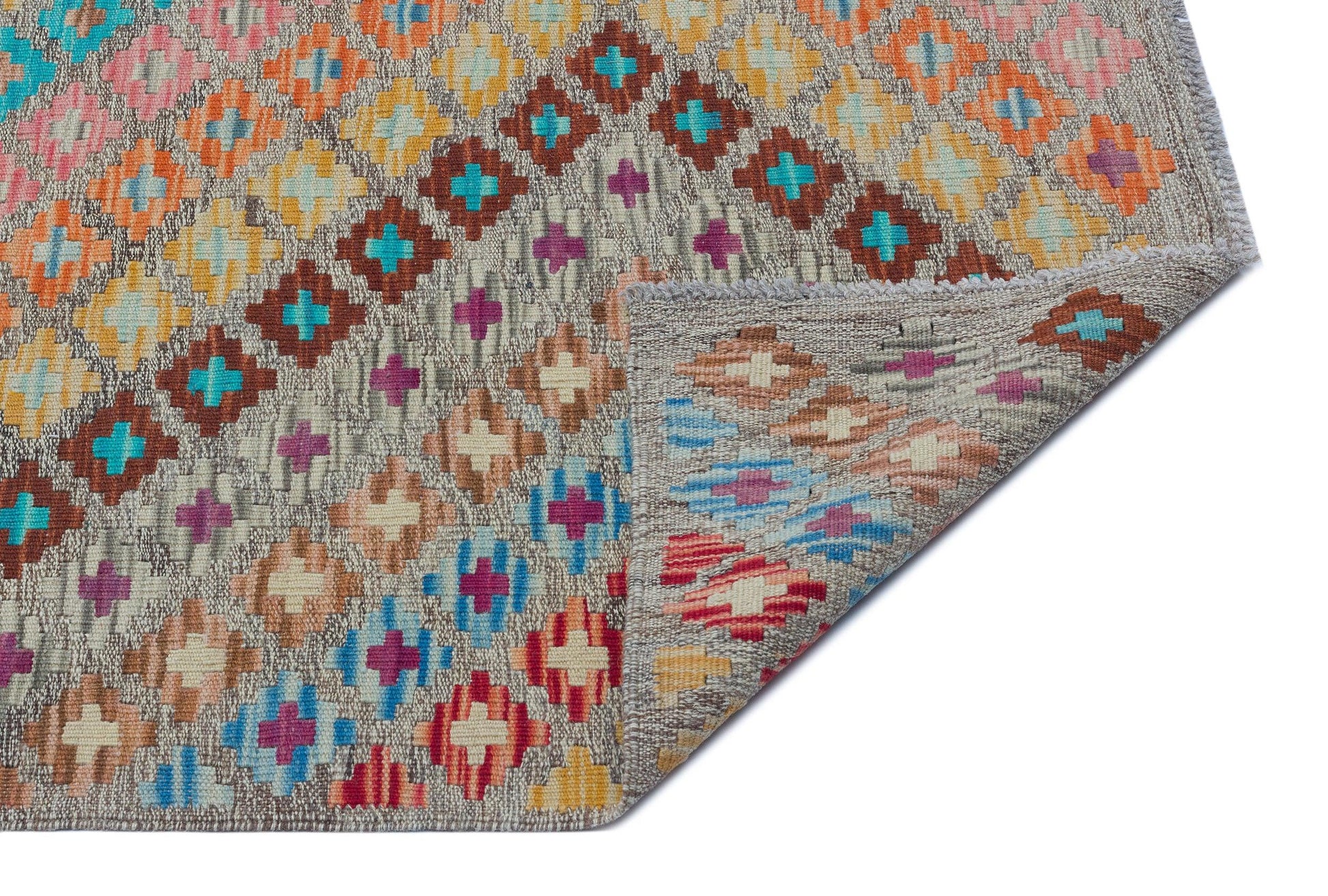 Bej Anadolu Bohem Geometrik Yün Halı 170x255 - Özel Seri