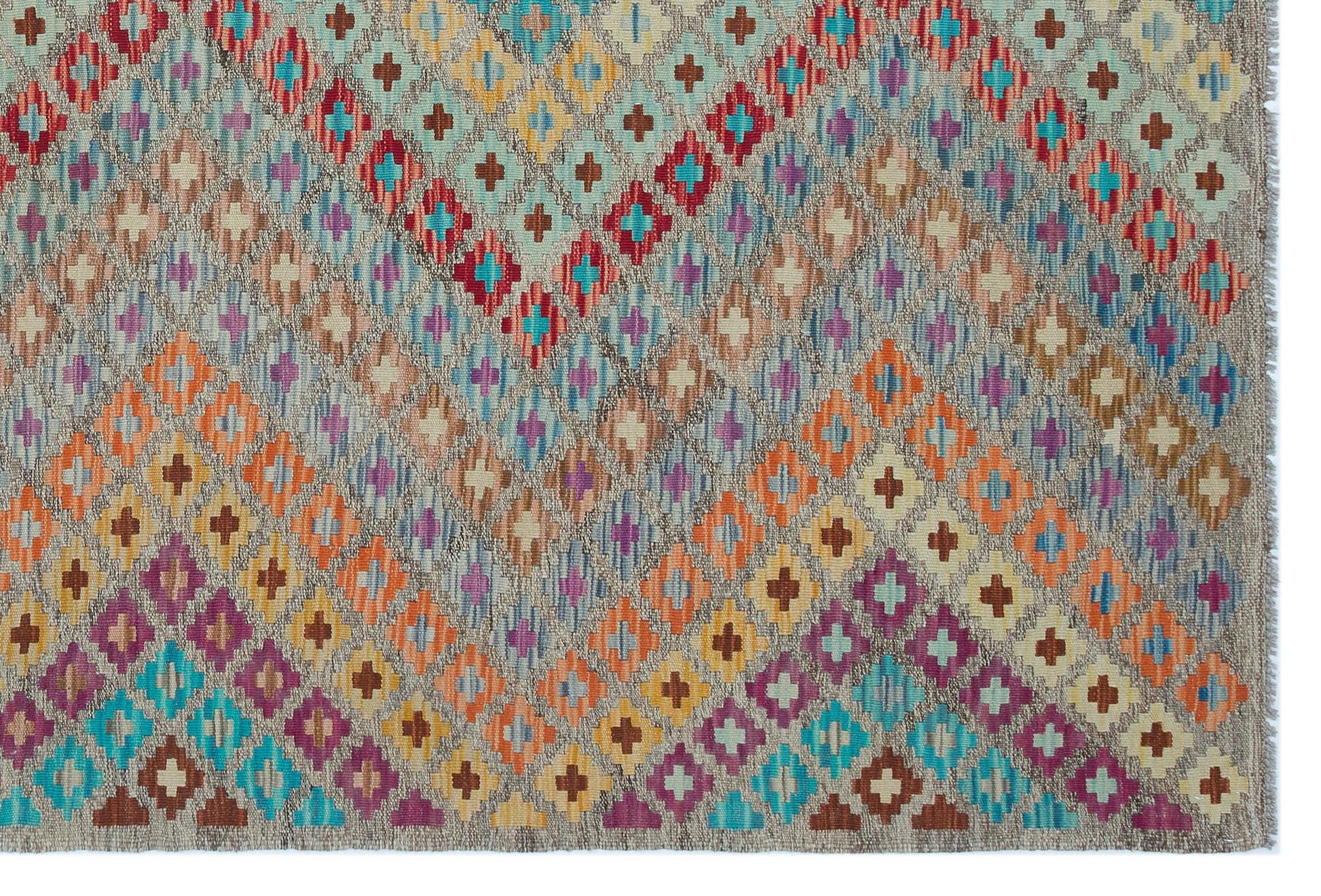Bej Anadolu Bohem Geometrik Yün Halı 170x255 - Özel Seri