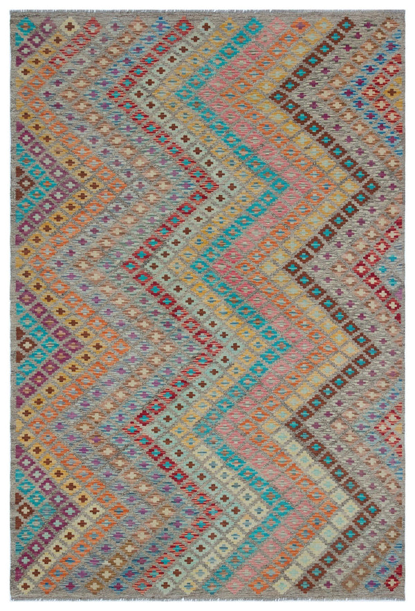 Bej Anadolu Bohem Geometrik Yün Halı 170x255 - Özel Seri