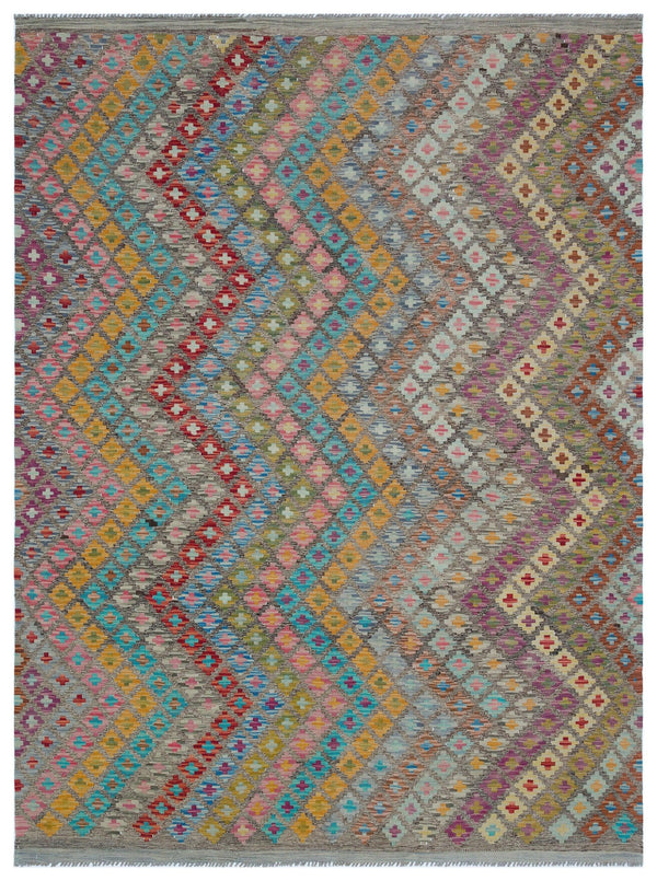 Bej Anadolu Bohem Geometrik Yün Halı 189x241 - Özel Seri