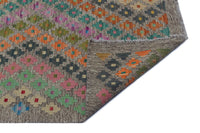 Bohemian Gray & Multicolor Hand-Knotted Wool Rug 209x237 cm (6'10" x 7'9")