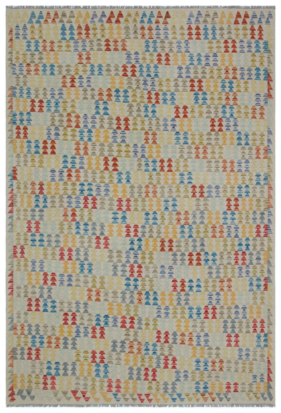 Geometrik Desenli Krem El Dokuma Halı 200x294 cm 30088 – Oturma odası kullanımı