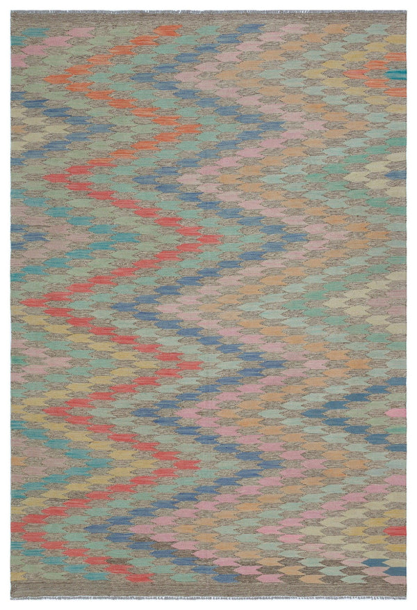 Bej Anadolu Bohem Geometrik Yün Halı 163x237 - Özel Seri