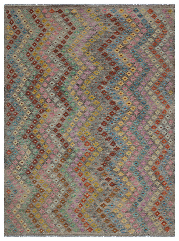 Bej Anadolu Bohem Geometrik Yün Halı 185x246 - Özel Seri