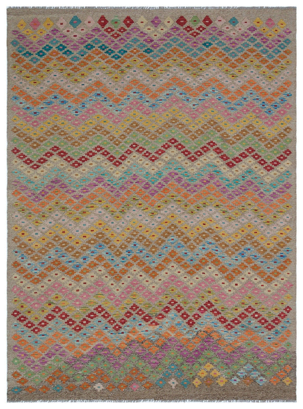 Bej Anadolu Bohem Geometrik Yün Halı 190x250 - Özel Seri