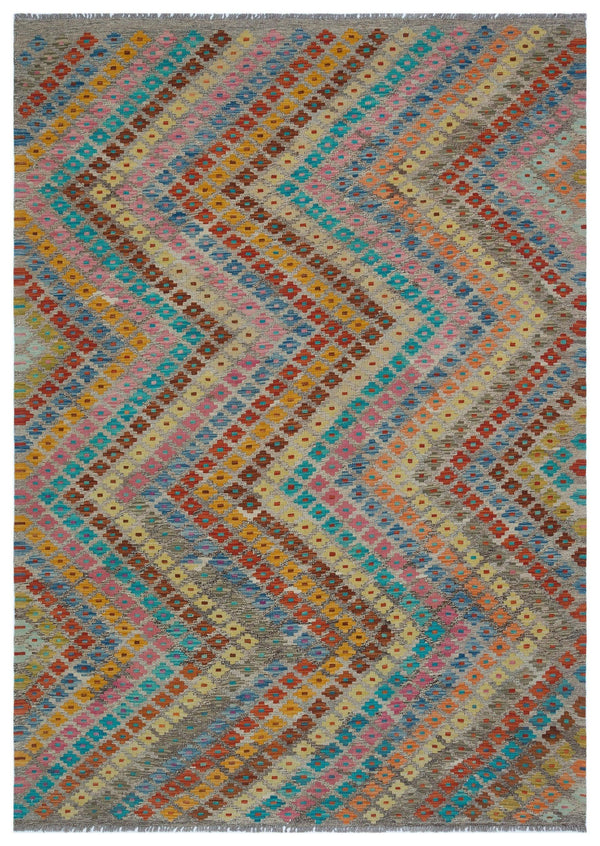 Bej Anadolu Bohem Geometrik Yün Halı 180x247 - Özel Seri