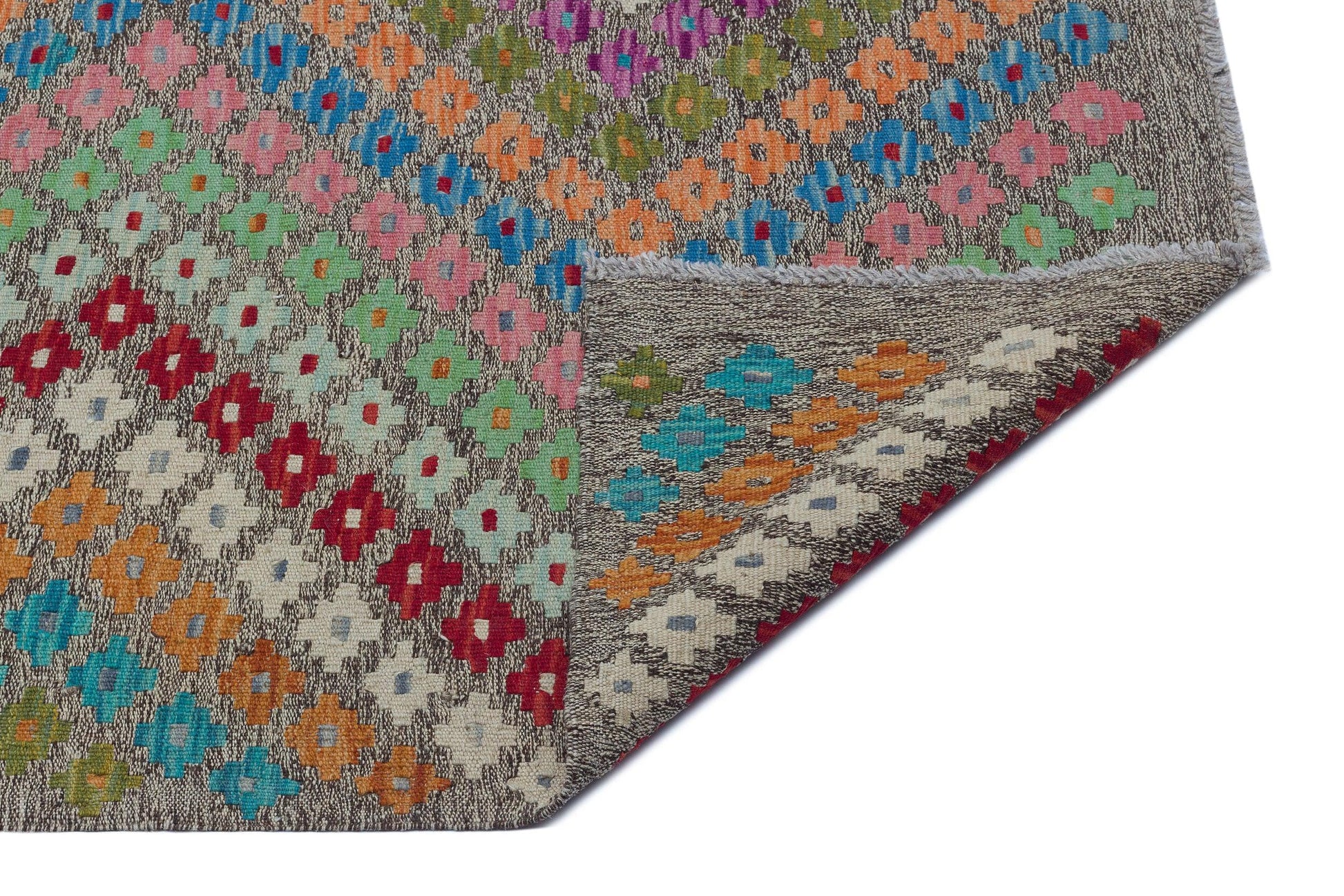 Bej Anadolu Bohem Geometrik Yün Halı 178x246 - Özel Seri
