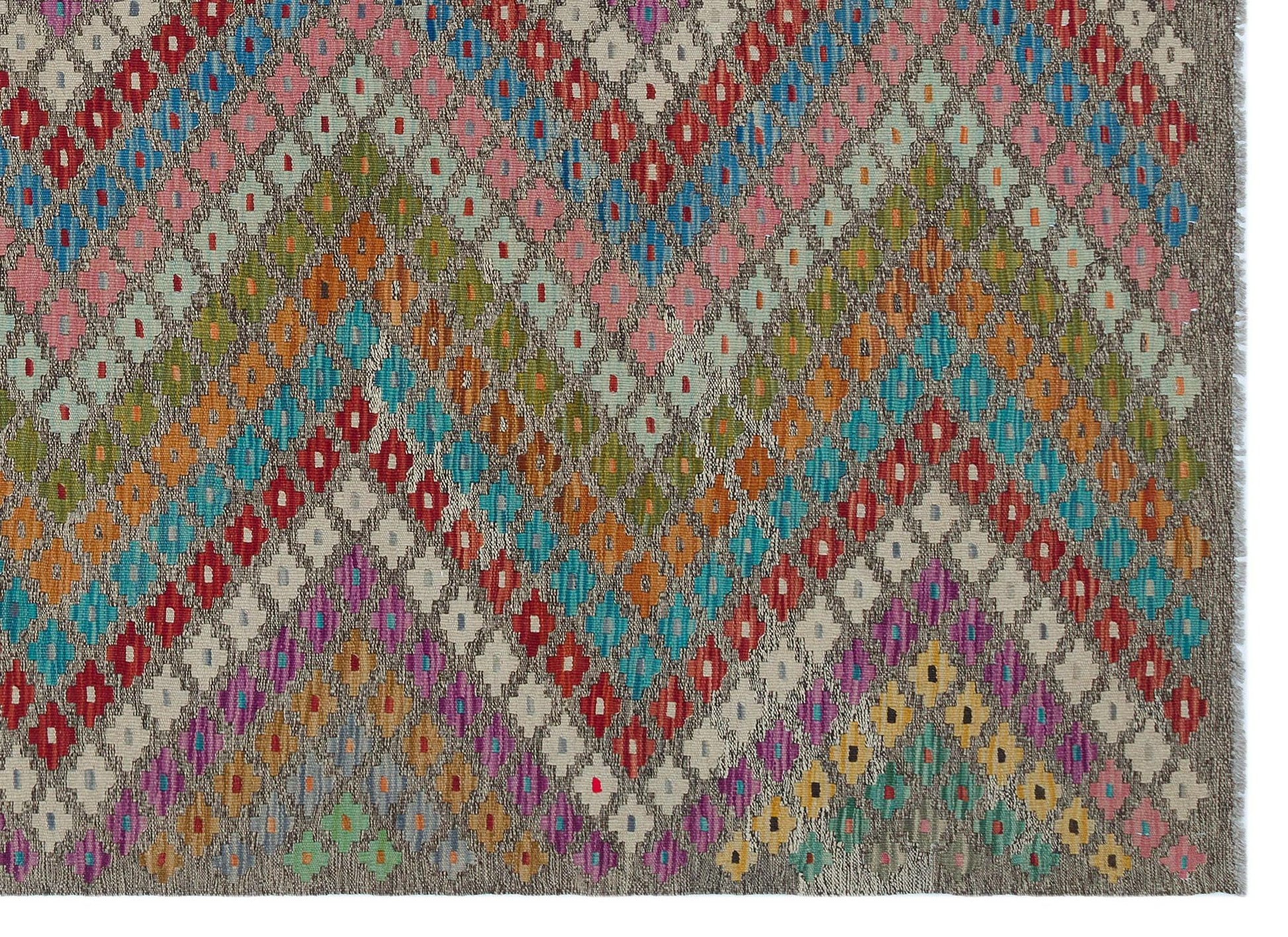 Bej Anadolu Bohem Geometrik Yün Halı 178x246 - Özel Seri