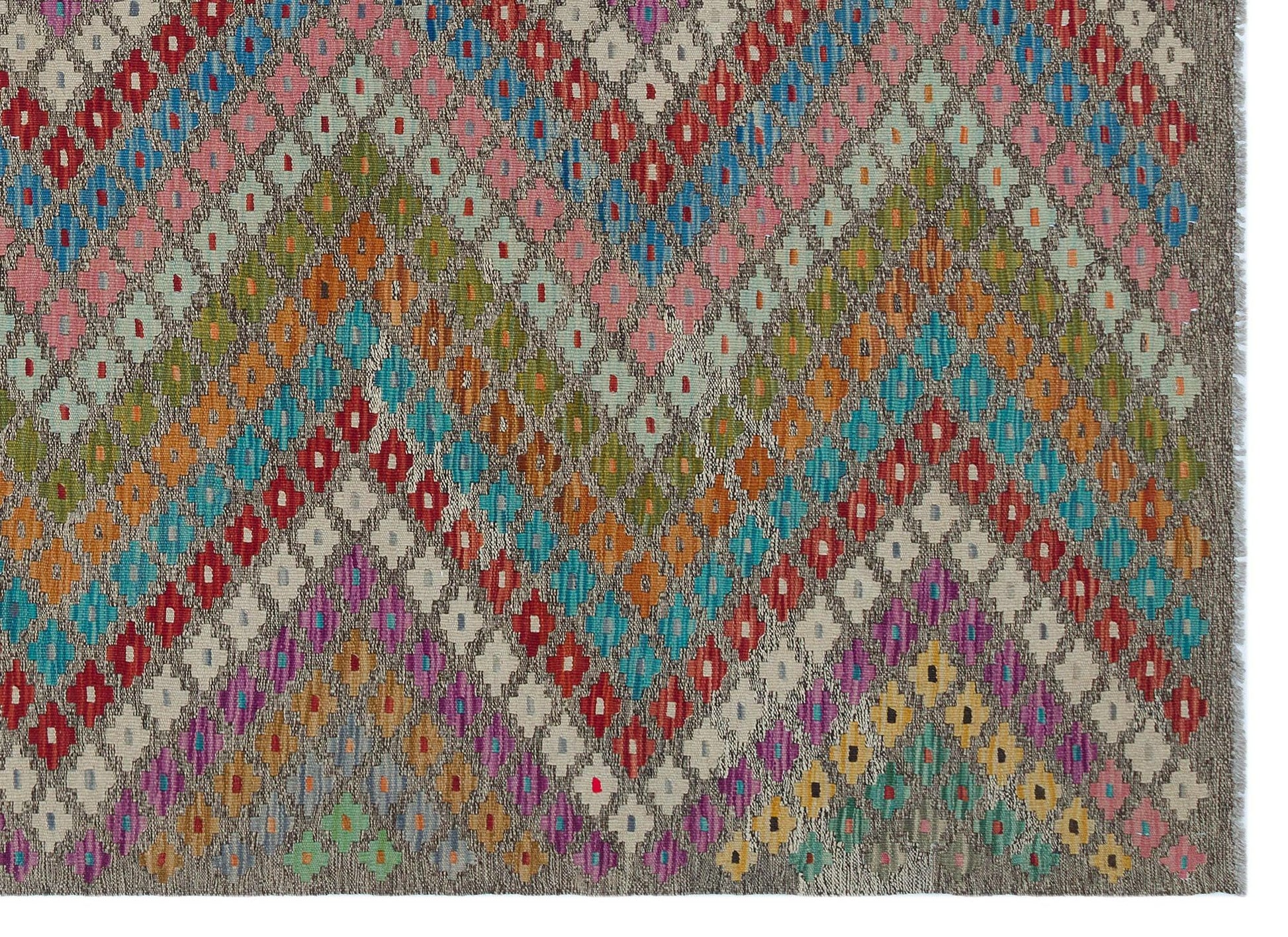 Bej Anadolu Bohem Geometrik Yün Halı 178x246 - Özel Seri