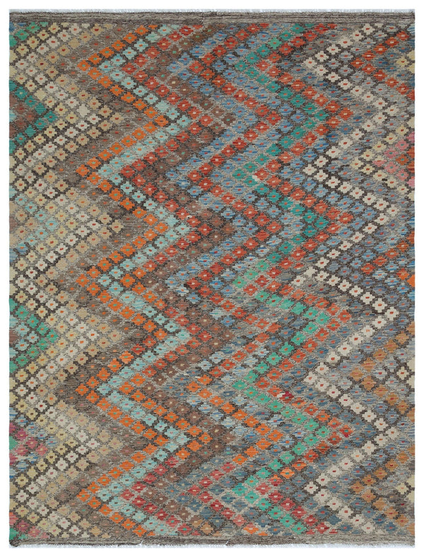 Bej Anadolu Bohem Geometrik Yün Halı 187x245 - Özel Seri