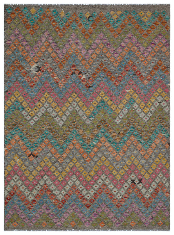 Bej Anadolu Bohem Geometrik Yün Halı 186x247 - Özel Seri
