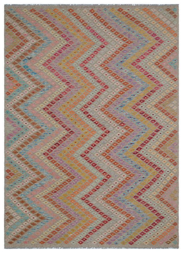 Bej Anadolu Bohem Geometrik Yün Halı 179x243 - Özel Seri