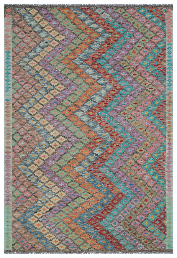 Bej Anadolu Bohem Geometrik Yün Halı 175x255 - Özel Seri
