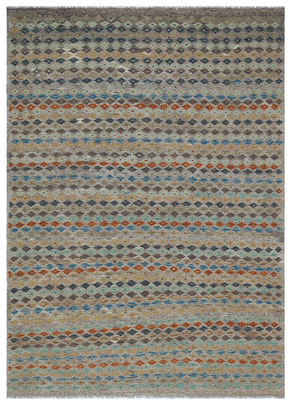 Bej Anadolu Bohem Geometrik Yün Halı 184x253 - Özel Seri