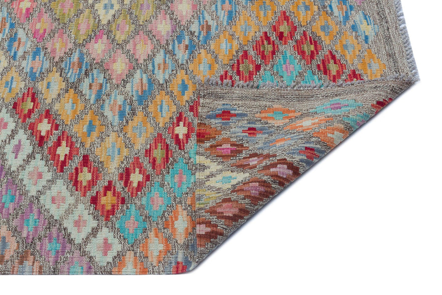 Bej Anadolu Bohem Geometrik Yün Halı 185x243 - Özel Seri