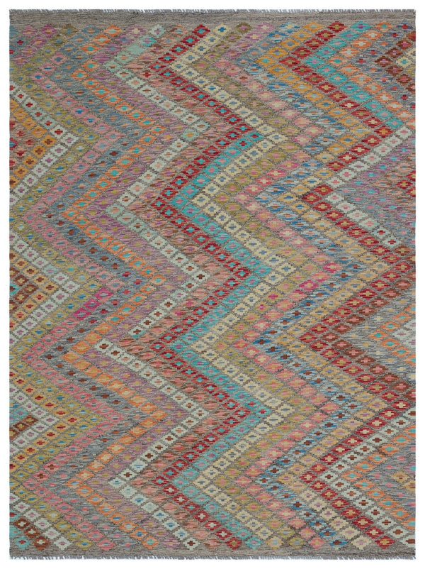 Bej Anadolu Bohem Geometrik Yün Halı 185x243 - Özel Seri