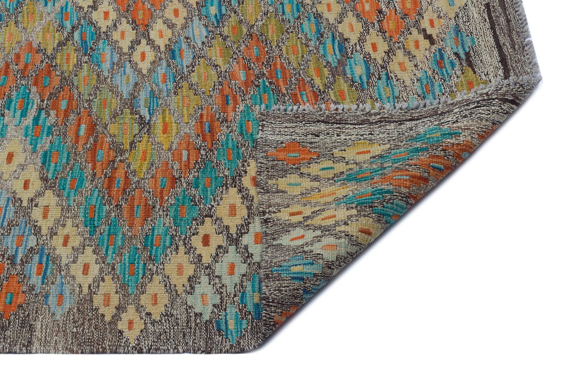 Bej Anadolu Bohem Geometrik Yün Halı 202x245 - Özel Seri