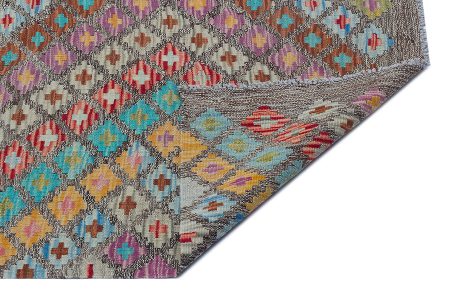 Bej Anadolu Bohem Geometrik Yün Halı 184x247 - Özel Seri