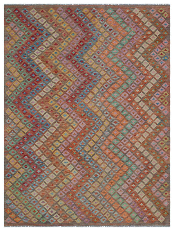Bej Anadolu Bohem Geometrik Yün Halı 182x244 - Özel Seri