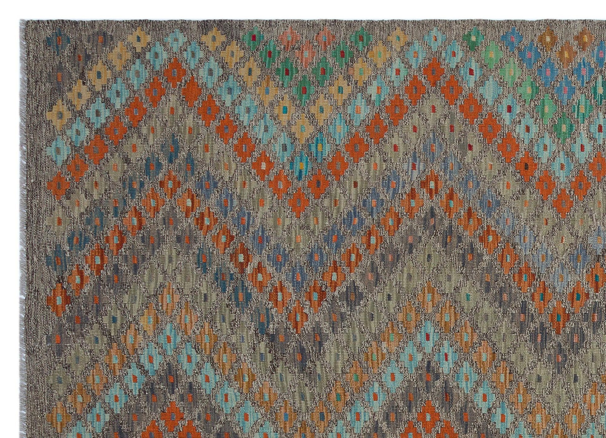 Bej Anadolu Bohem Geometrik Yün Halı 182x246 - Özel Seri