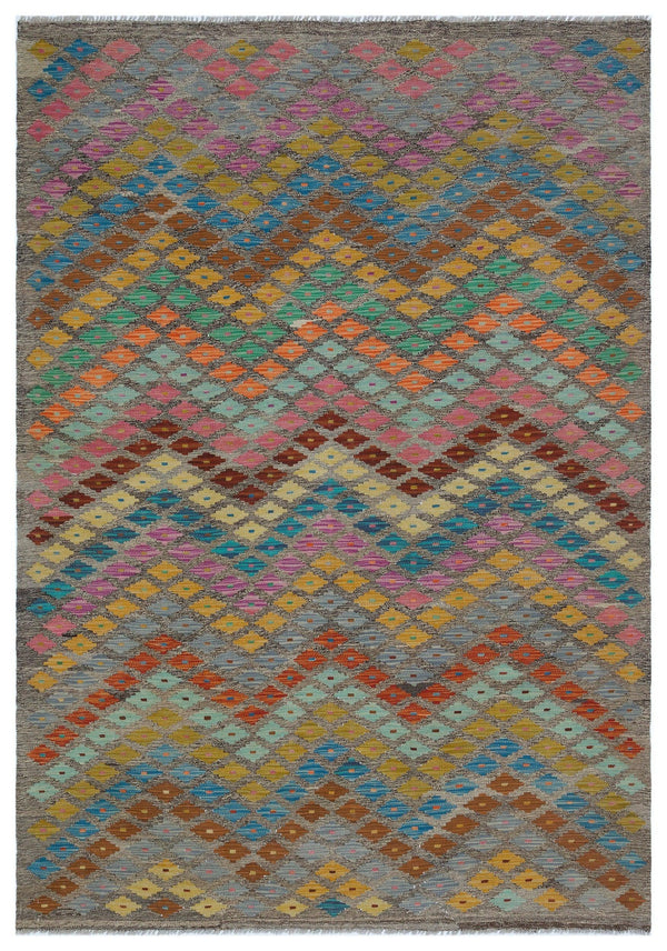 Bej Anadolu Bohem Geometrik Yün Halı 167x243 - Özel Seri
