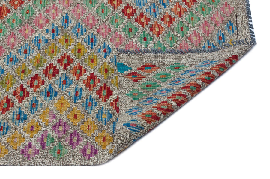 Bej Anadolu Bohem Geometrik Yün Halı 173x250 - Özel Seri
