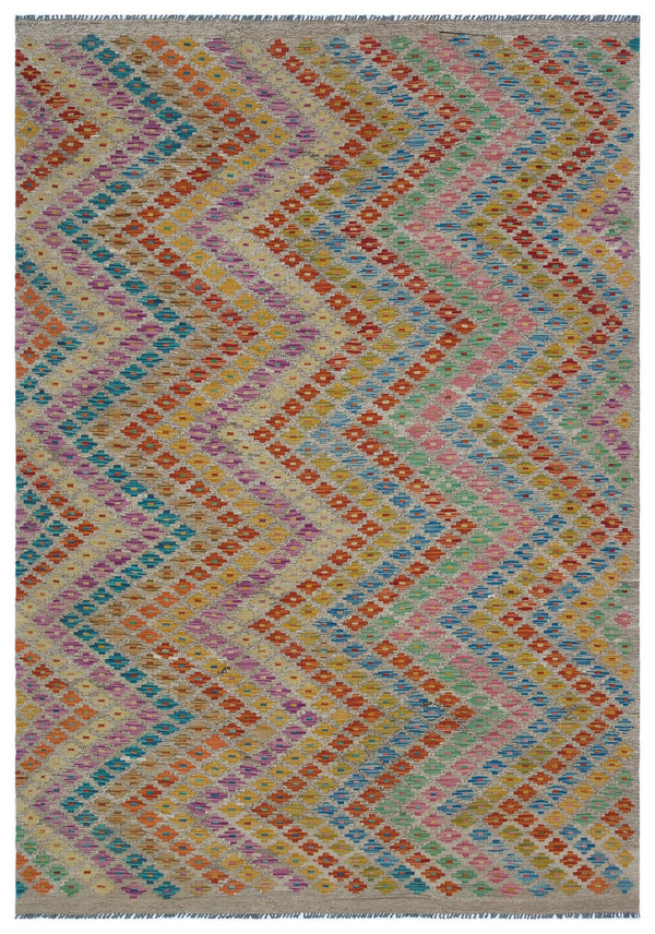 Bej Anadolu Bohem Geometrik Yün Halı 173x250 - Özel Seri