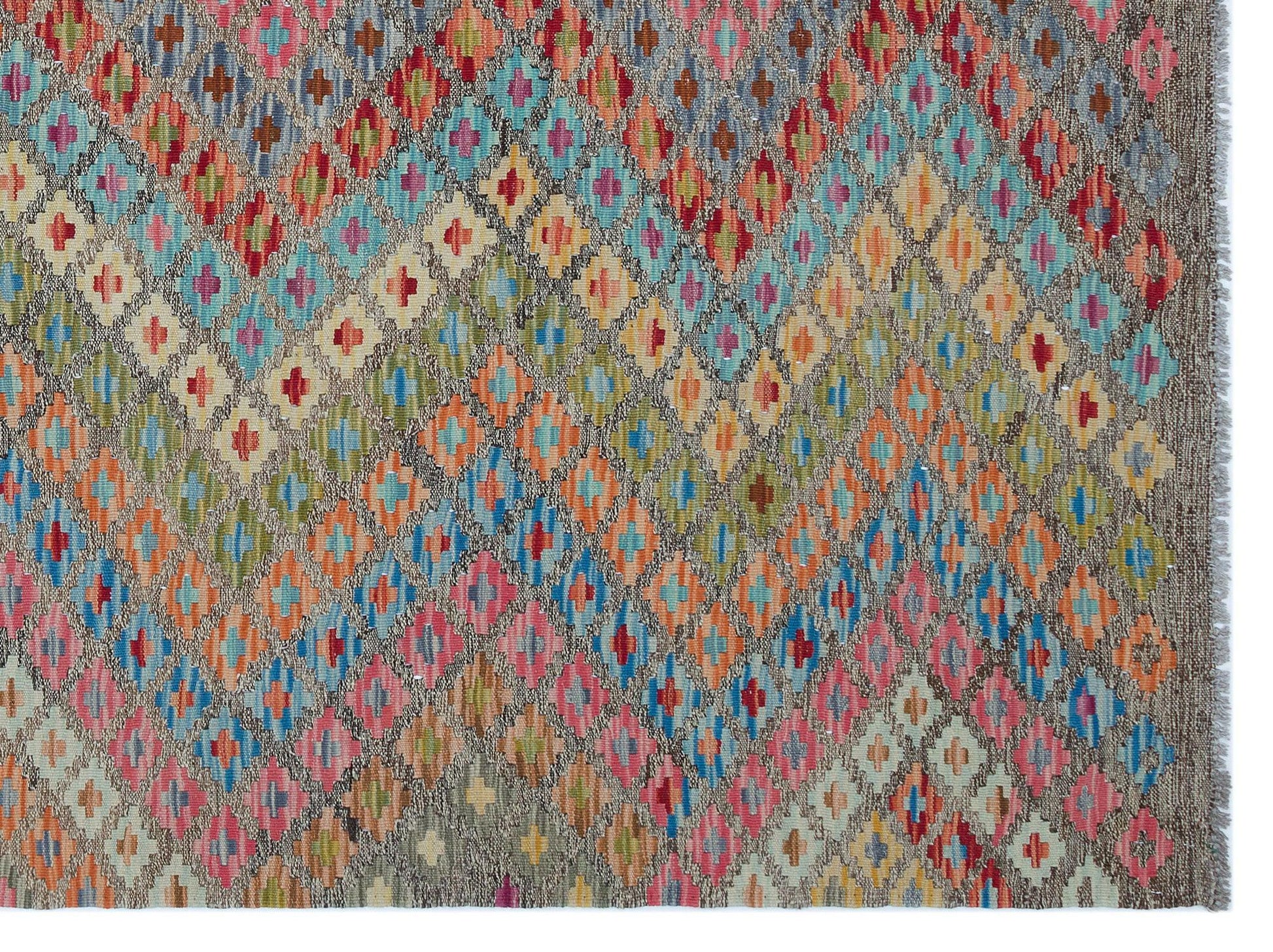 Bej Anadolu Bohem Geometrik Yün Halı 188x244 - Özel Seri