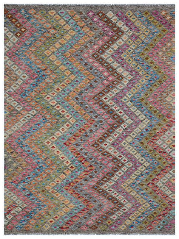 Bej Anadolu Bohem Geometrik Yün Halı 188x244 - Özel Seri