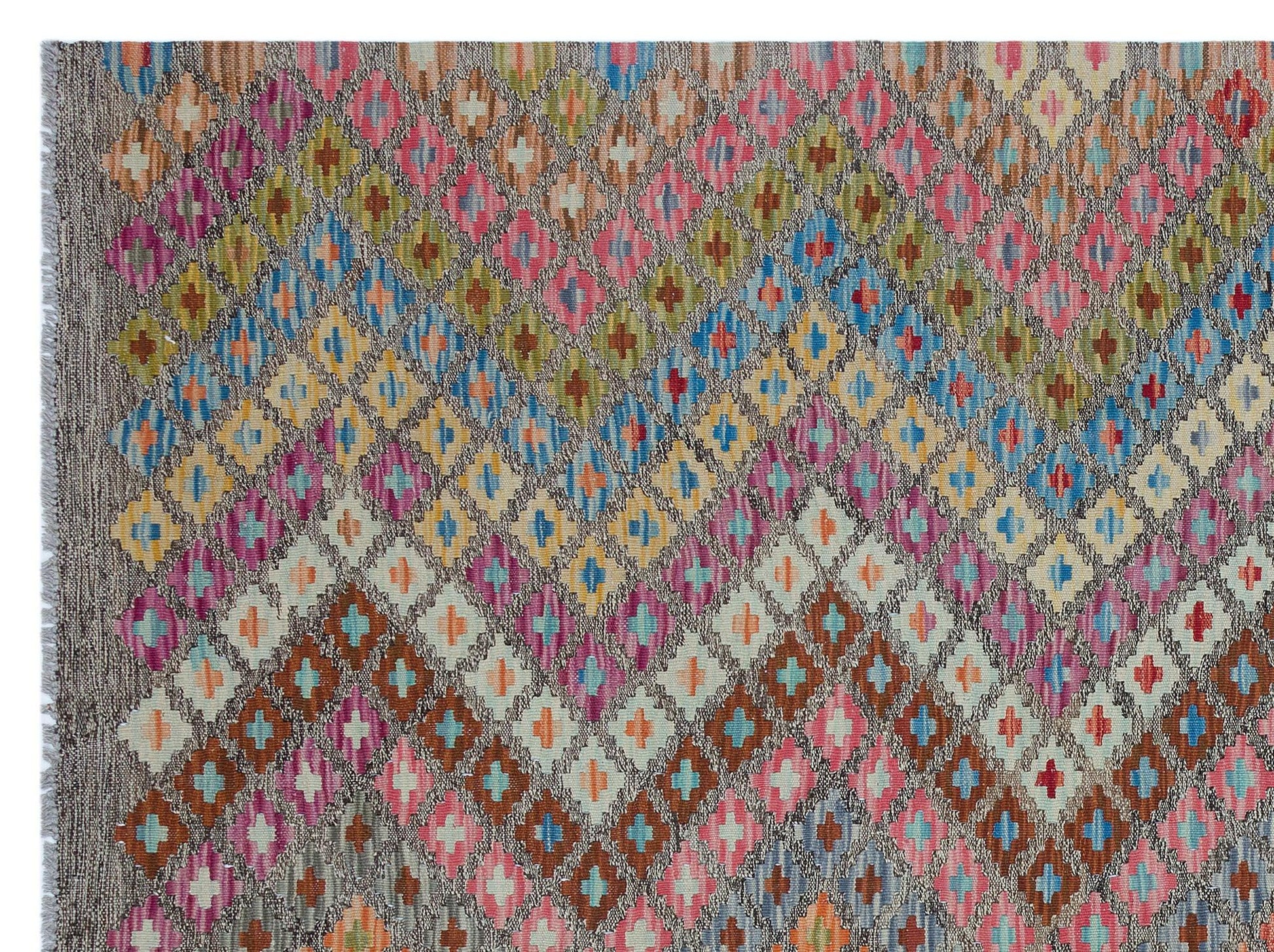 Bej Anadolu Bohem Geometrik Yün Halı 188x244 - Özel Seri