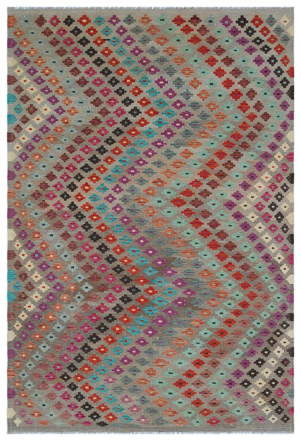 Bej Anadolu Bohem Geometrik Yün Halı 172x256 - Özel Seri