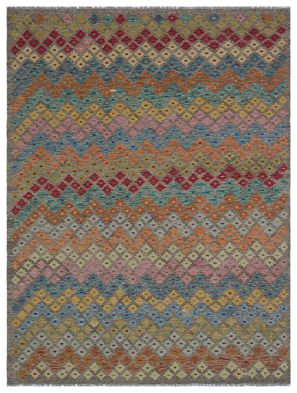 Bej Anadolu Bohem Geometrik Yün Halı 183x242 - Özel Seri