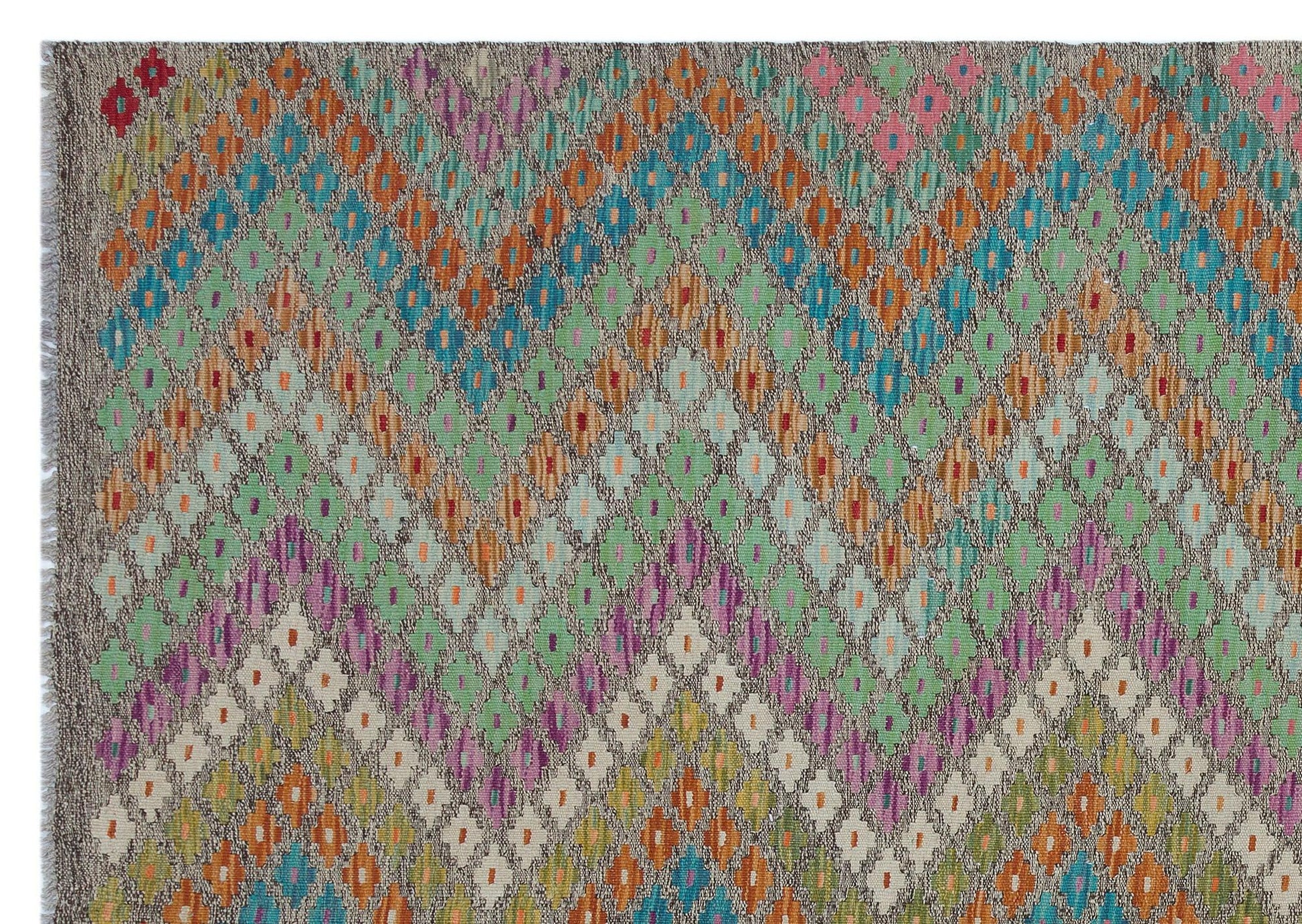 Bej Anadolu Bohem Geometrik Yün Halı 175x249 - Özel Seri