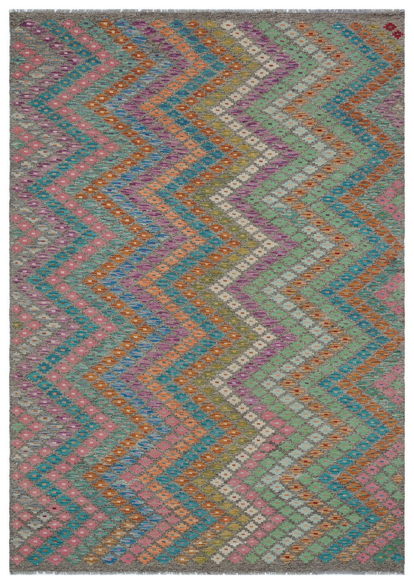 Bej Anadolu Bohem Geometrik Yün Halı 175x249 - Özel Seri