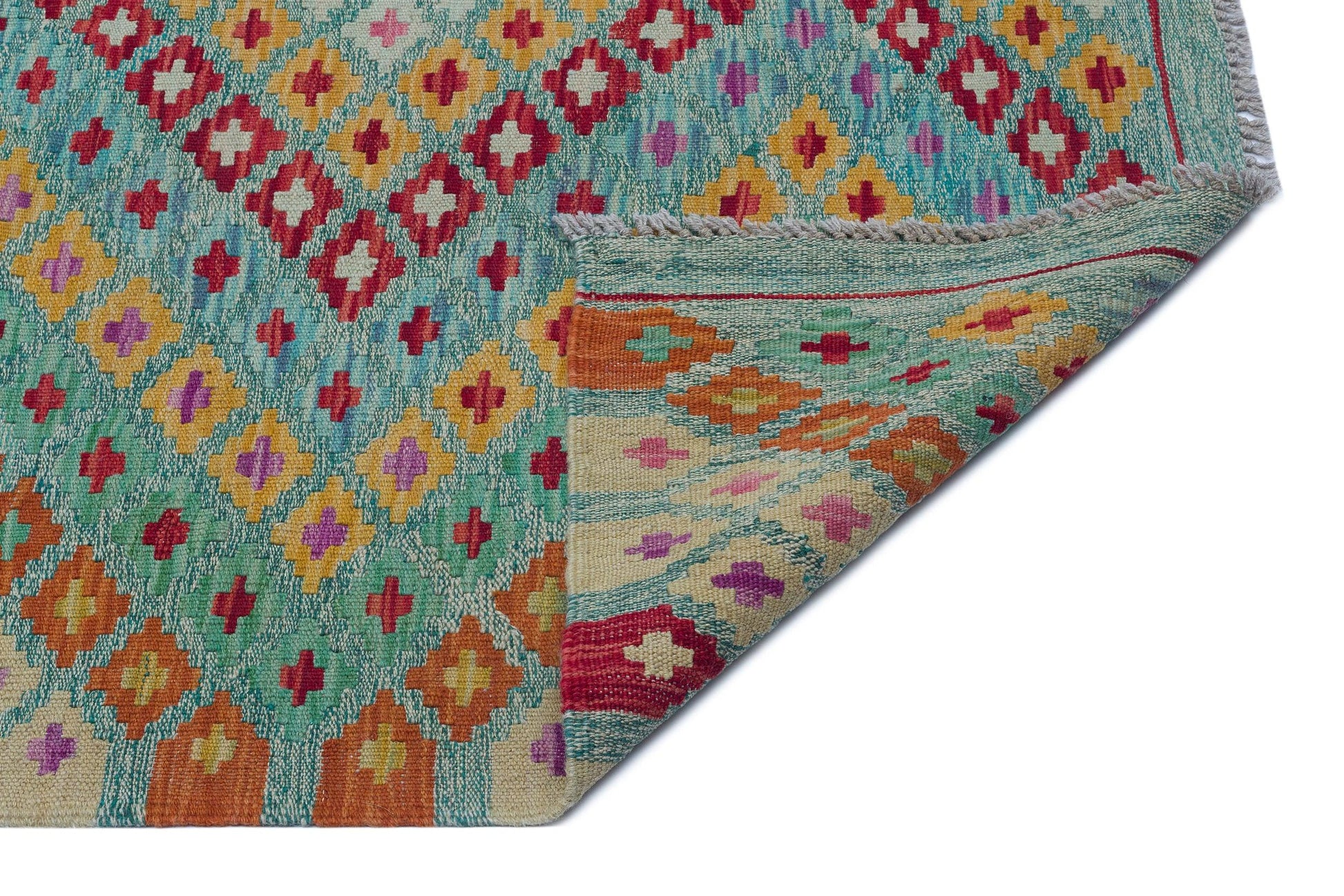 Bej Anadolu Bohem Geometrik Yün Halı 181x250 - Özel Seri