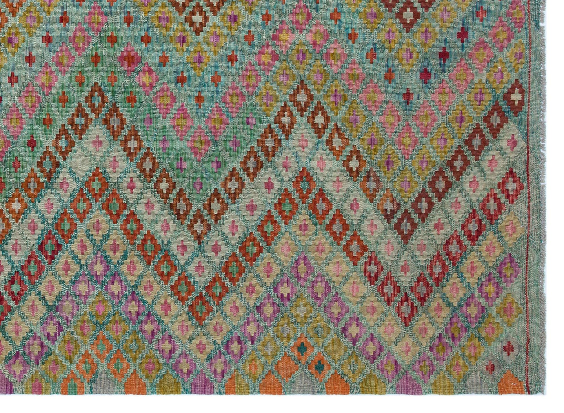 Bej Anadolu Bohem Geometrik Yün Halı 181x250 - Özel Seri