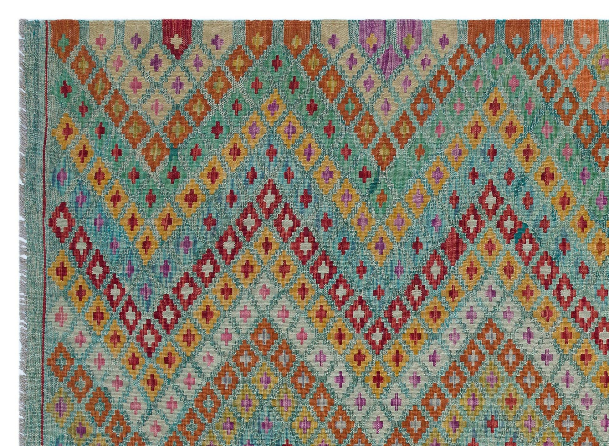 Bej Anadolu Bohem Geometrik Yün Halı 181x250 - Özel Seri