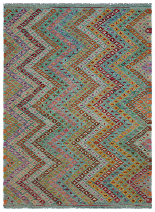 Bej Anadolu Bohem Geometrik Yün Halı 181x250 - Özel Seri