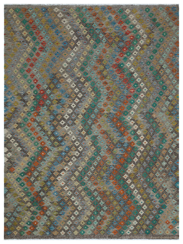 Bej Anadolu Bohem Geometrik Yün Halı 188x245 - Özel Seri