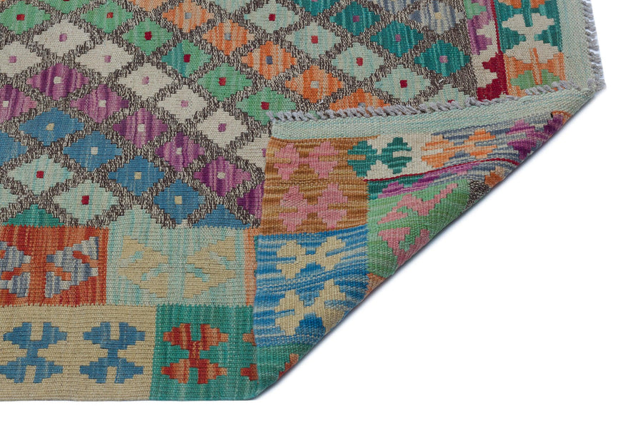 Yeşil Anadolu Bohem Geometrik Yün Halı 170x253 - Özel Seri