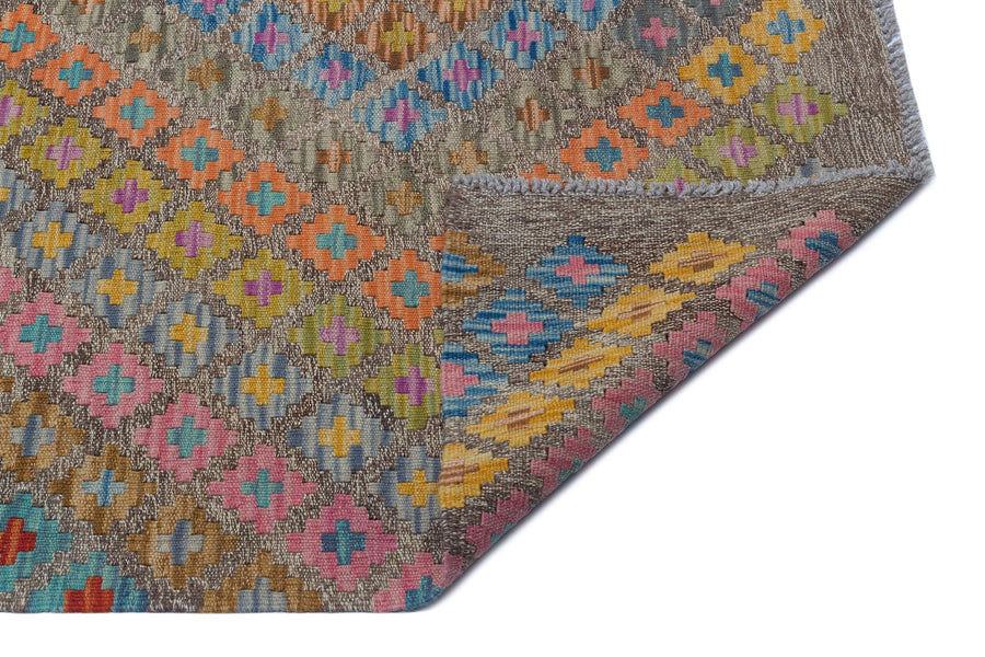 Bej Anadolu Bohem Geometrik Yün Halı 183x249 - Özel Seri
