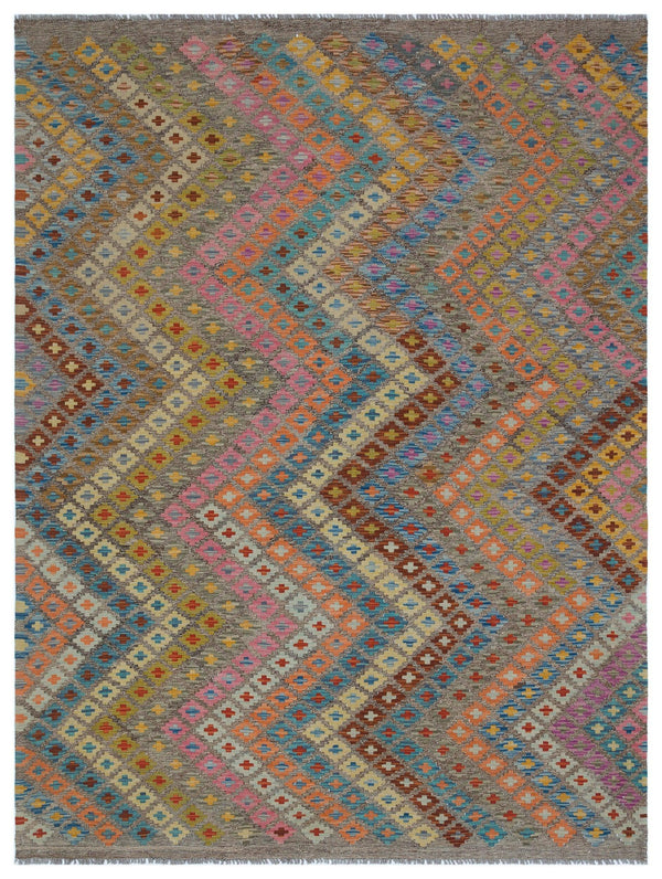Bej Anadolu Bohem Geometrik Yün Halı 183x249 - Özel Seri