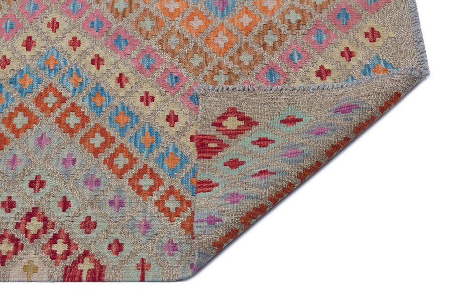 Bej Anadolu Bohem Geometrik Yün Halı 181x244 - Özel Seri