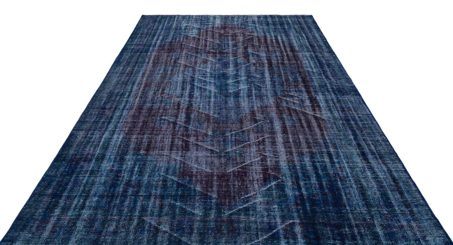 Lacivert Anadolu Eskitme Geometrik Yün Halı 206x293 - Özel Seri