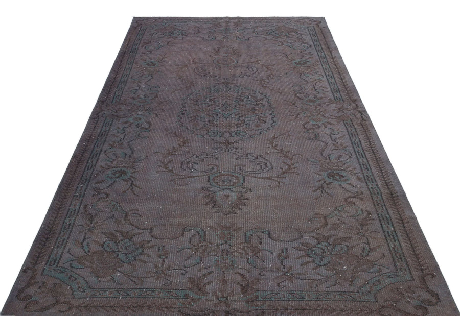 Bej Bordo Anadolu Eskitme Çiçekli Yün Halı 155x267 - Özel Seri