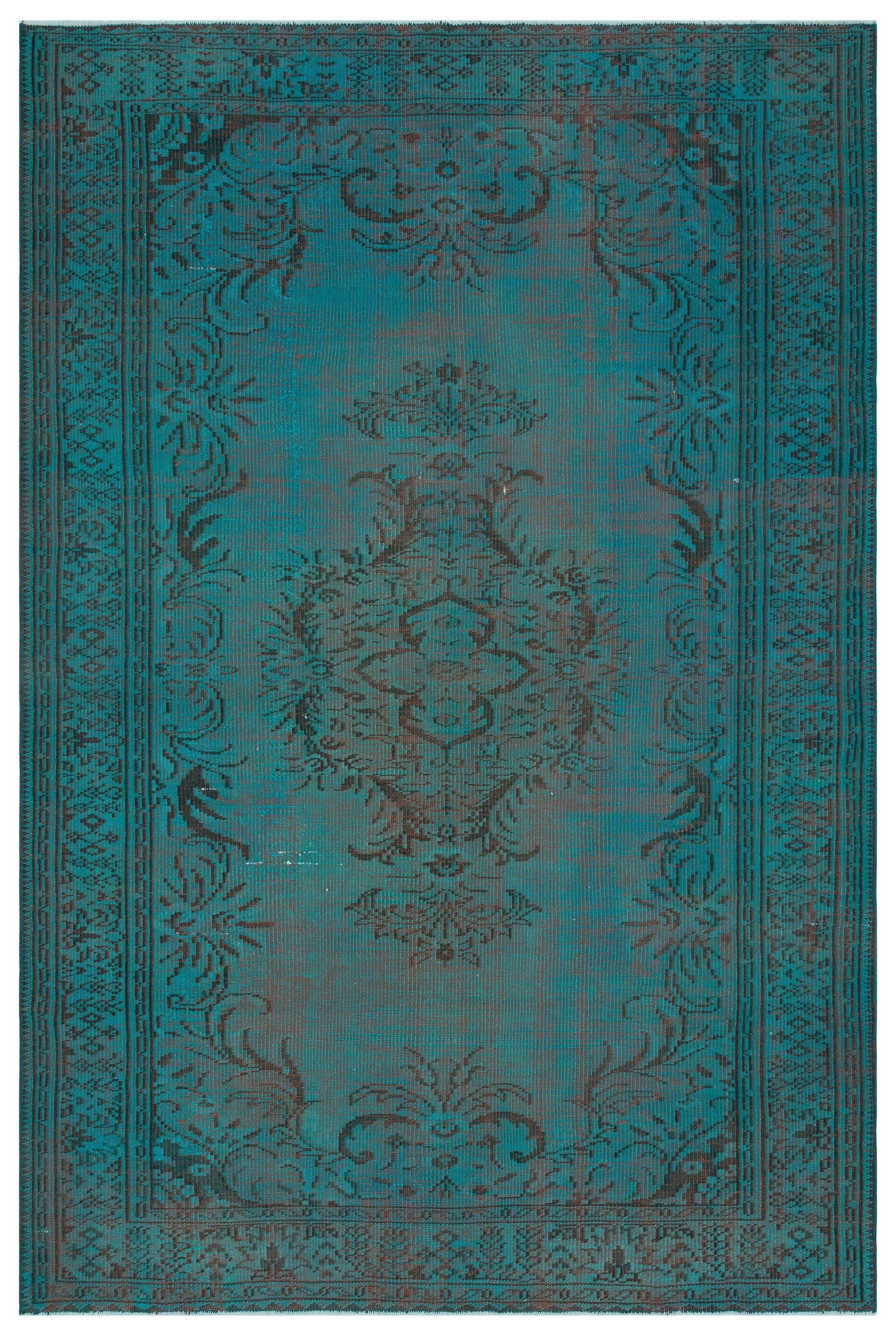 Atina Turkuaz Eskitme Yün El Dokuma Halısı 196 x 289 Apex Unique