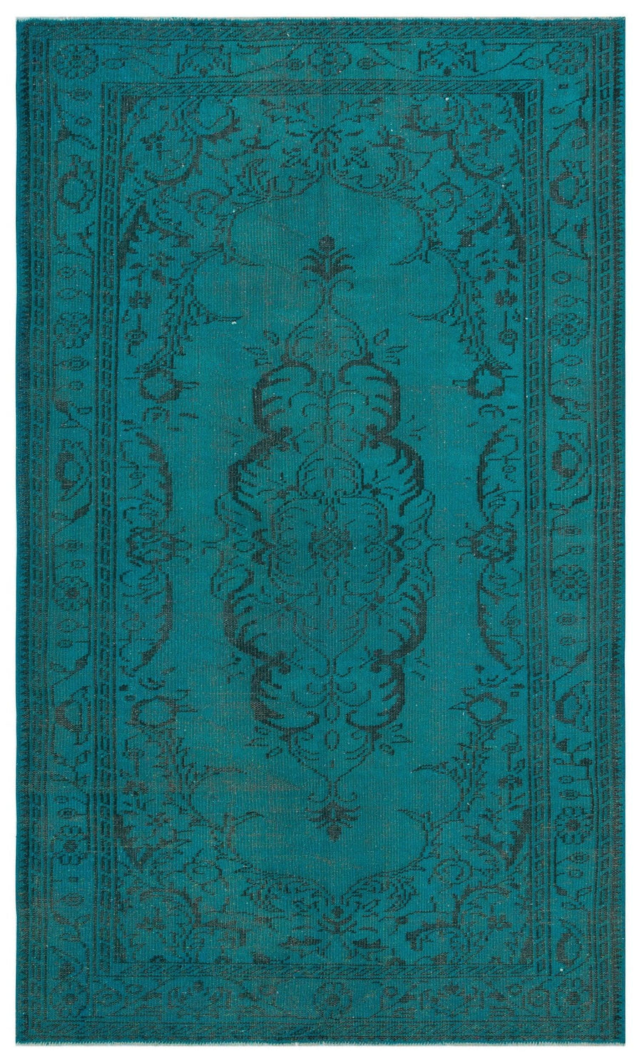 Turquoise Living Room Rug with Medallion Detailed Distressed Style 156x263 cm 31059 – in the living room