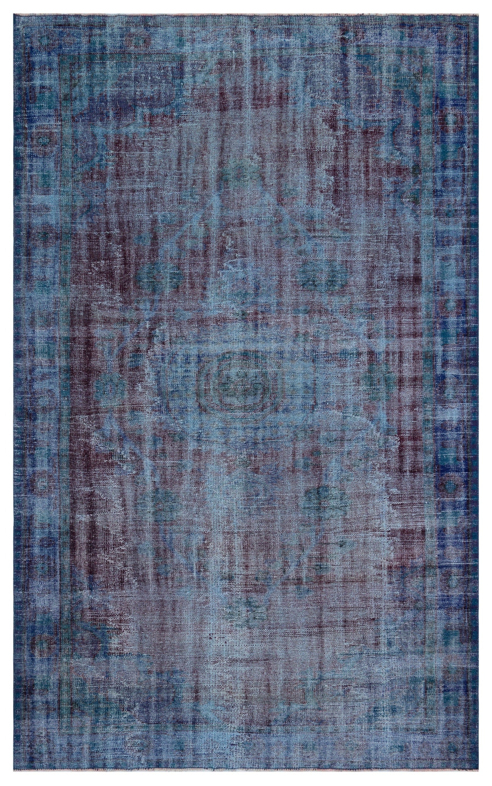 Atina Mavi Eskitme Yün El Dokuma Halısı 187 x 304 Apex Unique