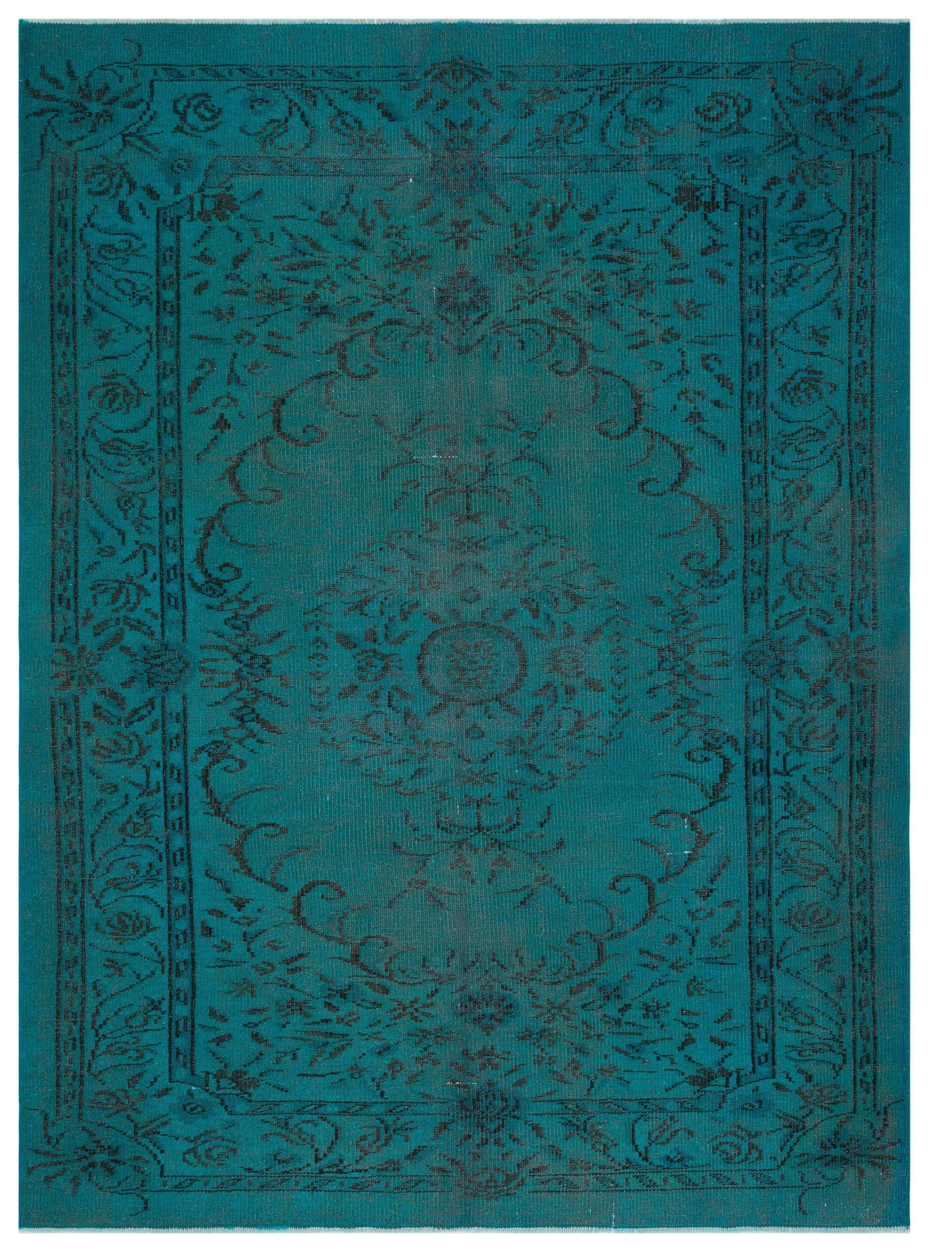 Atina Turkuaz Eskitme Yün El Dokuma Halısı 191 x 257 Apex Unique